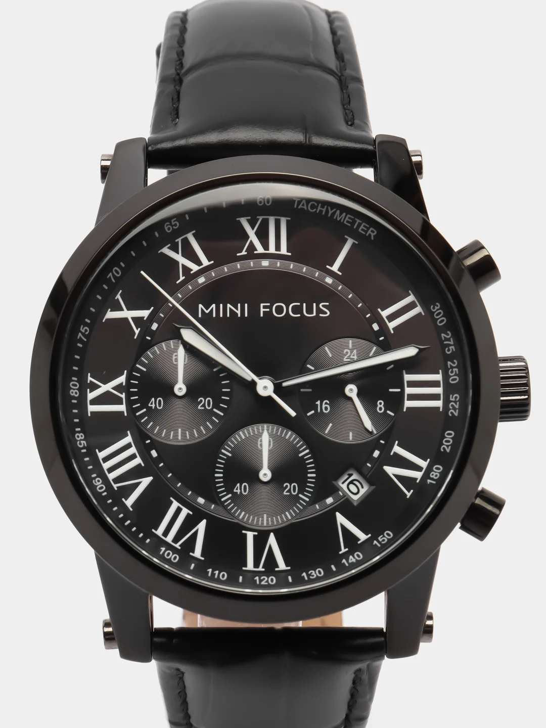Черный мужские наручные часы Mini Focus MF0415G, с хронографом, в подарочной упаковке