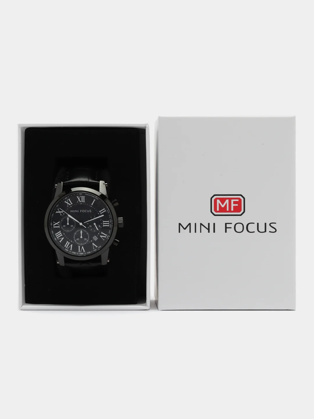 Черный мужские наручные часы Mini Focus MF0415G, с хронографом, в подарочной упаковке