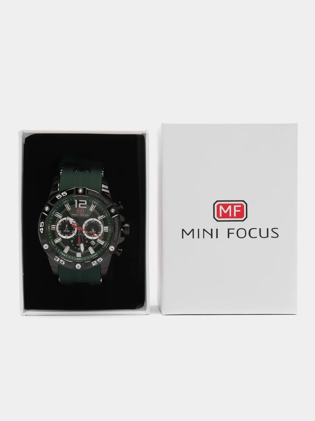 Зеленый мужские наручные часы Mini Focus MF0349G, с хронографом, в подарочной упаковке