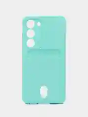 Мятный чехол силиконовый на Samsung Galaxy S23 (Самсунг Галакси С23), с карманом