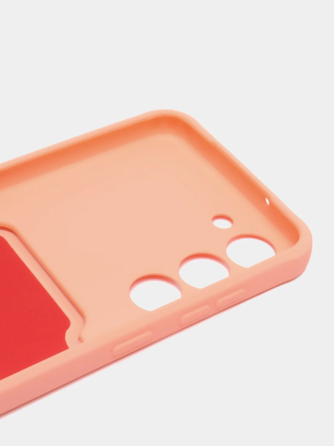 Пастельно-коралловый чехол силиконовый на Samsung Galaxy S23 (Самсунг Галакси С23), с карманом