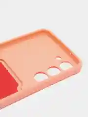 Пастельно-коралловый чехол силиконовый на Samsung Galaxy S23 (Самсунг Галакси С23), с карманом