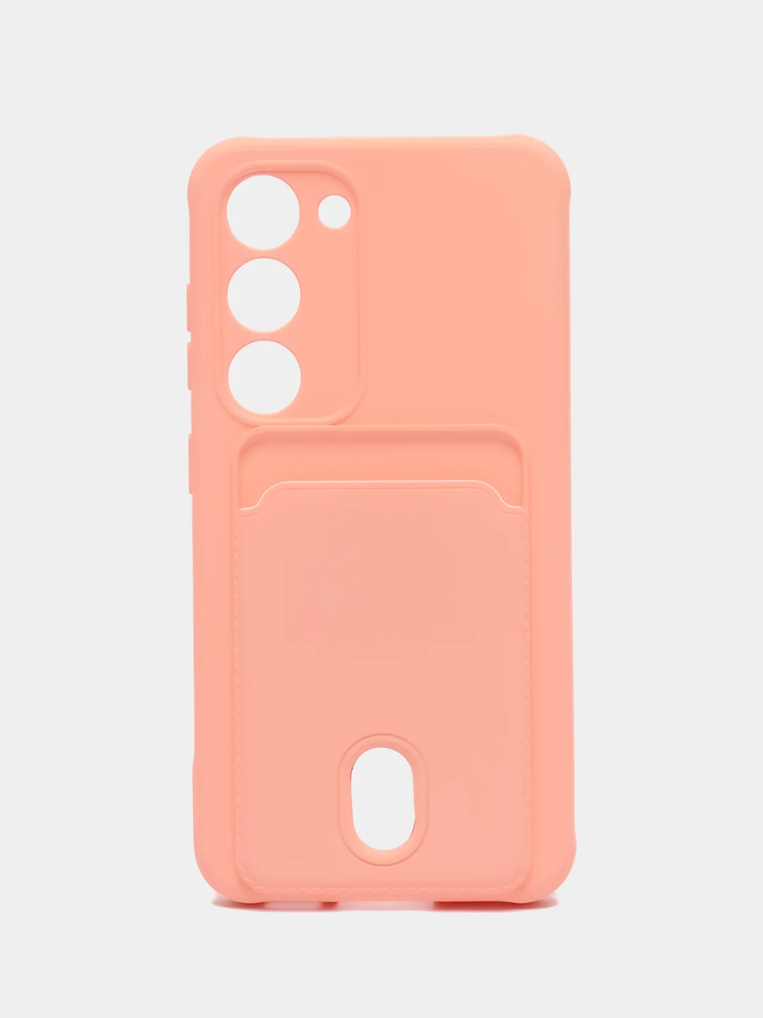 Пастельно-коралловый чехол силиконовый на Samsung Galaxy S23 (Самсунг Галакси С23), с карманом