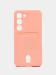 Пастельно-коралловый чехол силиконовый на Samsung Galaxy S23 (Самсунг Галакси С23), с карманом