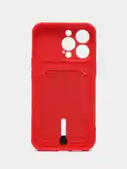 Вишнёвый силиконовый чехол для iPhone 13 Pro (Айфон 13 Про) с карманом, чехол на айфон