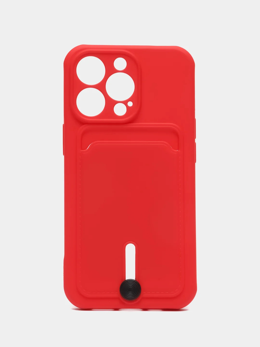 Вишнёвый силиконовый чехол для iPhone 13 Pro (Айфон 13 Про) с карманом, чехол на айфон