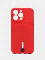 Вишнёвый силиконовый чехол для iPhone 13 Pro (Айфон 13 Про) с карманом, чехол на айфон