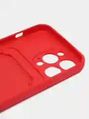 Вишнёвый силиконовый чехол для iPhone 13 Pro (Айфон 13 Про) с карманом, чехол на айфон