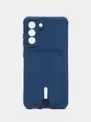 Синий чехол для Samsung Galaxy S21 FE, S21FE (Самсунг С21 ФЕ, С21ФЕ) силиконовый, с карманом
