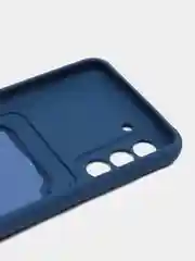 Синий чехол для Samsung Galaxy S21 FE, S21FE (Самсунг С21 ФЕ, С21ФЕ) силиконовый, с карманом
