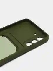 Зелёный хаки чехол для Samsung Galaxy S21 FE, S21FE (Самсунг С21 ФЕ, С21ФЕ) силиконовый, с карманом