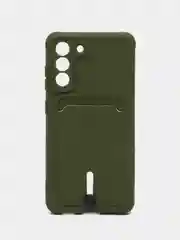 Зелёный хаки чехол для Samsung Galaxy S21 FE, S21FE (Самсунг С21 ФЕ, С21ФЕ) силиконовый, с карманом