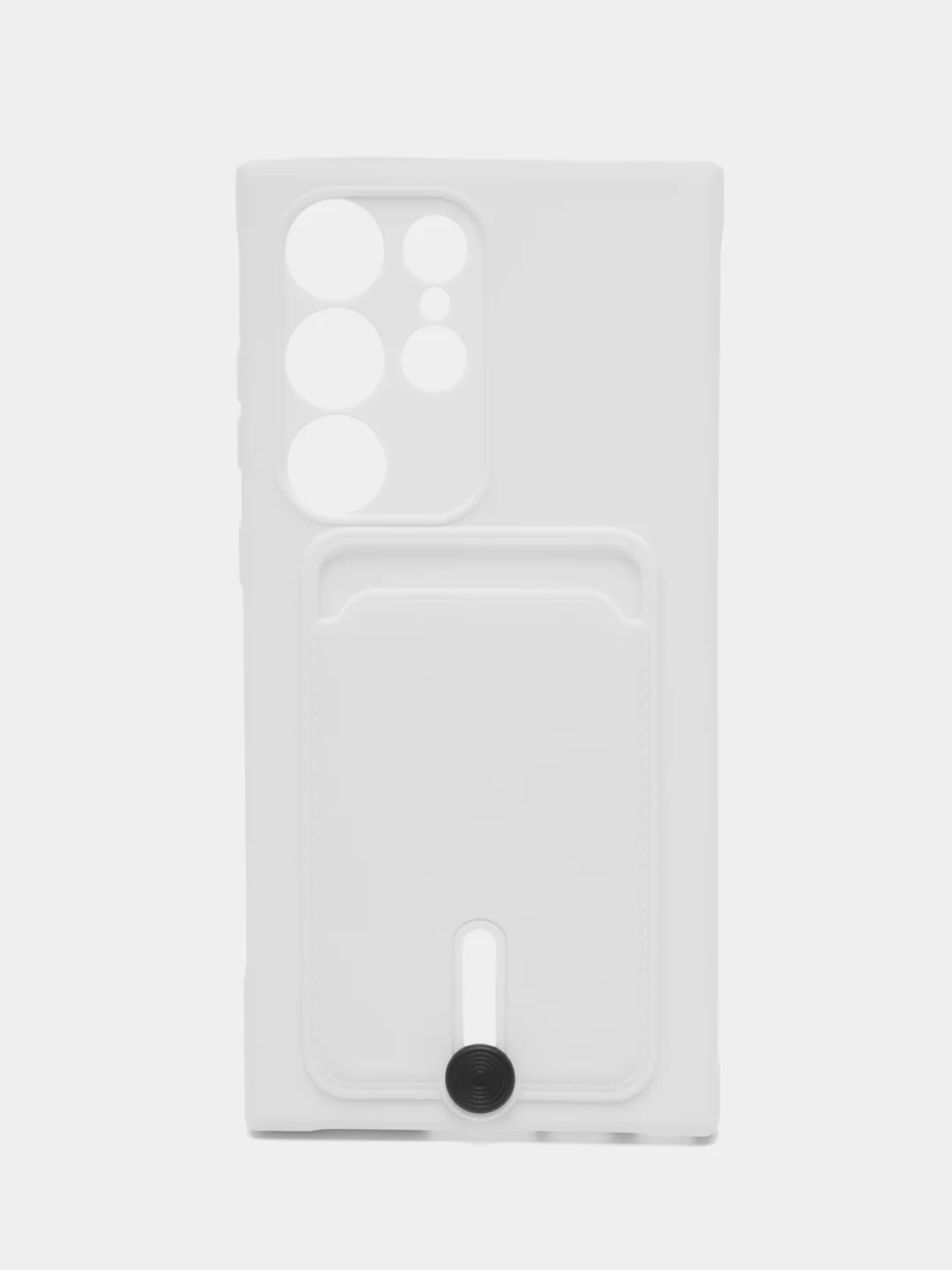 Белый чехол для Samsung Galaxy S23 Ultra (Самсунг Галакси С23 Ультра), силиконовый, с карманом