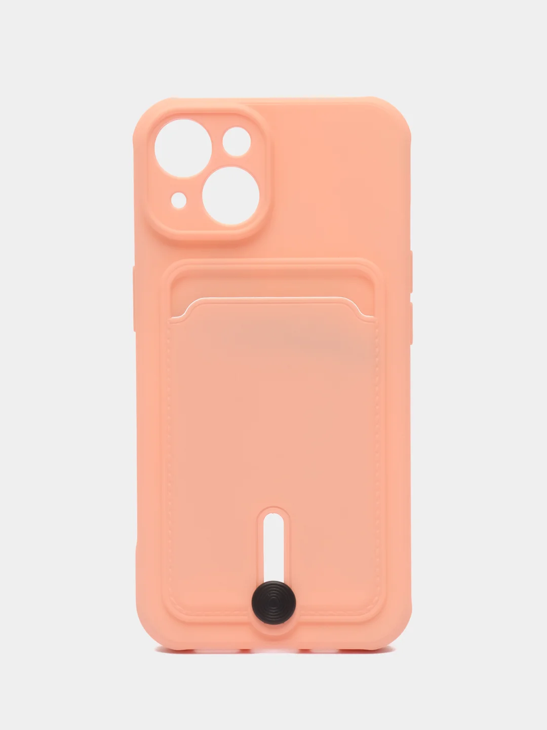 Пудровый силиконовый чехол для iPhone 14 (Айфон 14) , чехл на айфон с карманом для карт