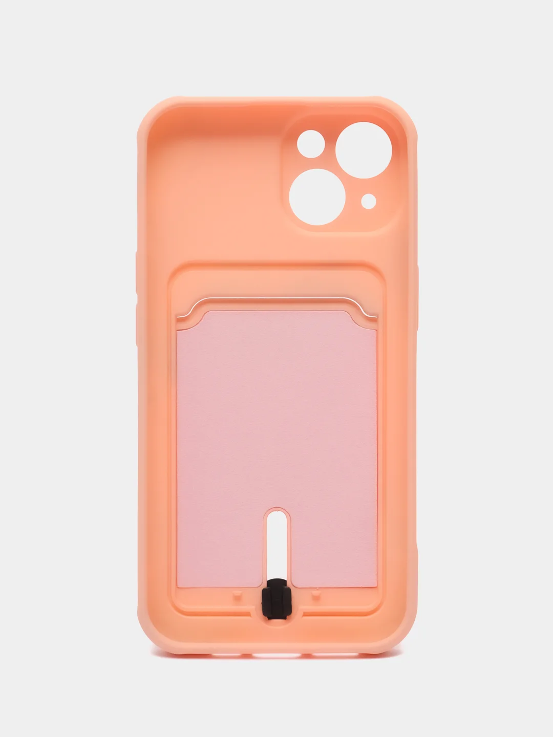 Пудровый силиконовый чехол для iPhone 14 (Айфон 14) , чехл на айфон с карманом для карт