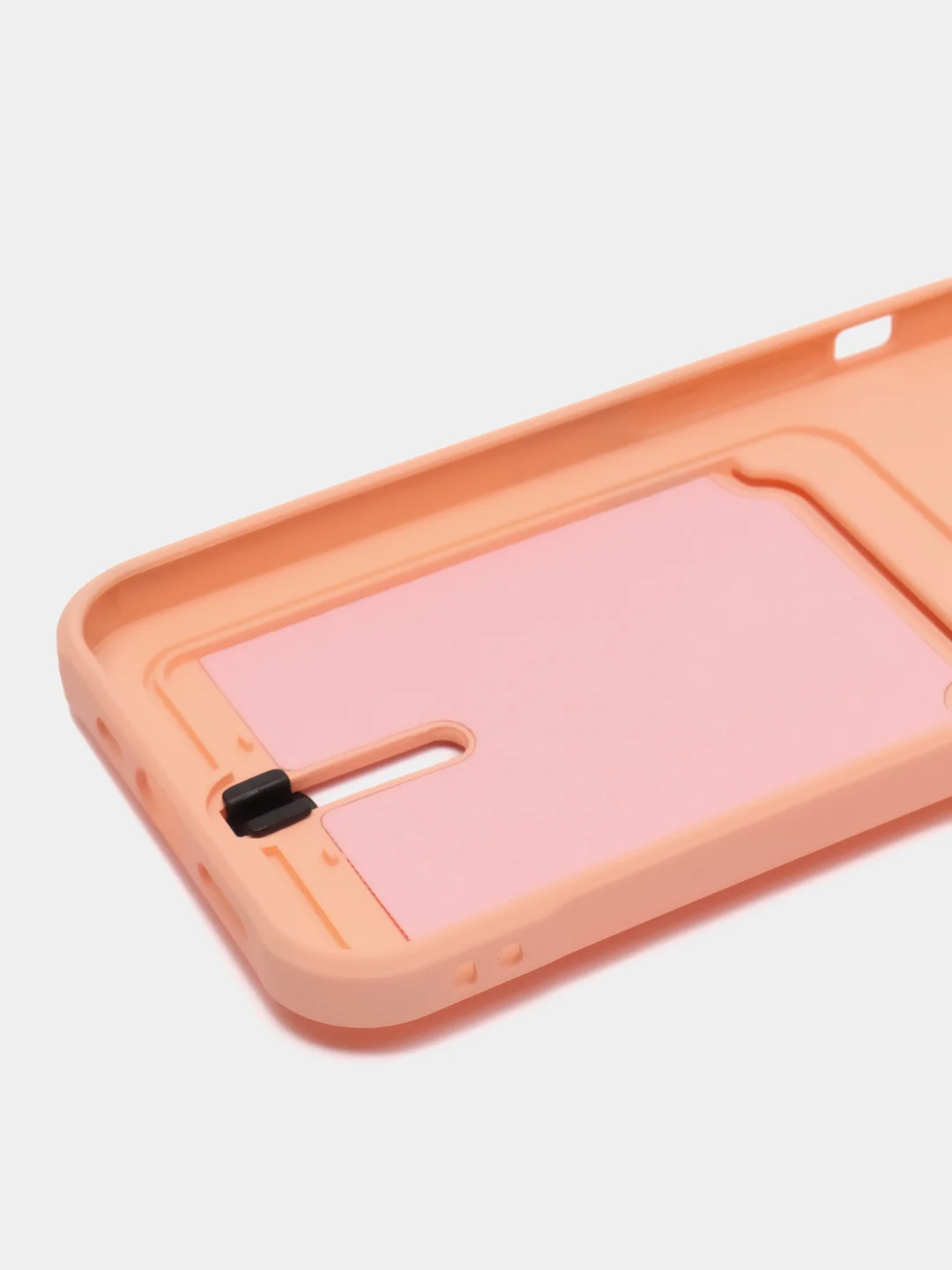 Пудровый силиконовый чехол для iPhone 14 (Айфон 14) , чехл на айфон с карманом для карт