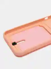 Пудровый силиконовый чехол для iPhone 14 (Айфон 14) , чехл на айфон с карманом для карт