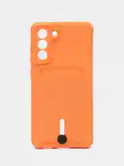 Оранжевый чехол для Samsung Galaxy S21 FE, S21FE (Самсунг С21 ФЕ, С21ФЕ) силиконовый, с карманом