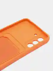 Оранжевый чехол для Samsung Galaxy S21 FE, S21FE (Самсунг С21 ФЕ, С21ФЕ) силиконовый, с карманом