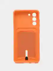 Оранжевый чехол для Samsung Galaxy S21 FE, S21FE (Самсунг С21 ФЕ, С21ФЕ) силиконовый, с карманом