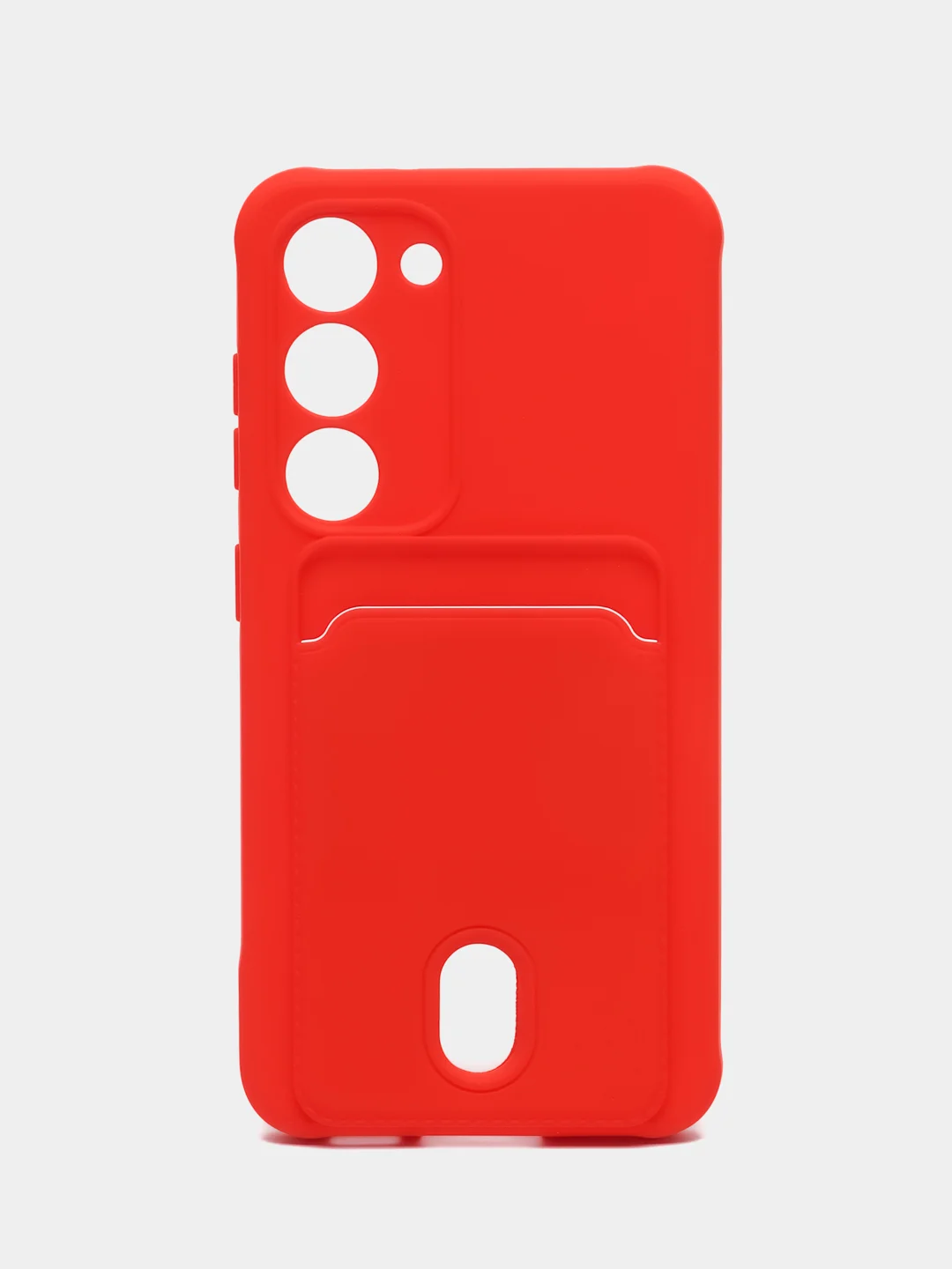 Красный чехол силиконовый на Samsung Galaxy S23 (Самсунг Галакси С23), с карманом
