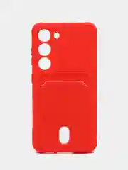 Красный чехол силиконовый на Samsung Galaxy S23 (Самсунг Галакси С23), с карманом