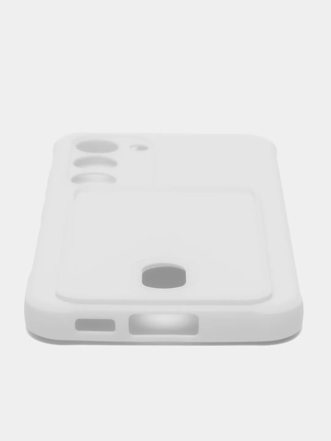 Белый чехол силиконовый на Samsung Galaxy S23 (Самсунг Галакси С23), с карманом
