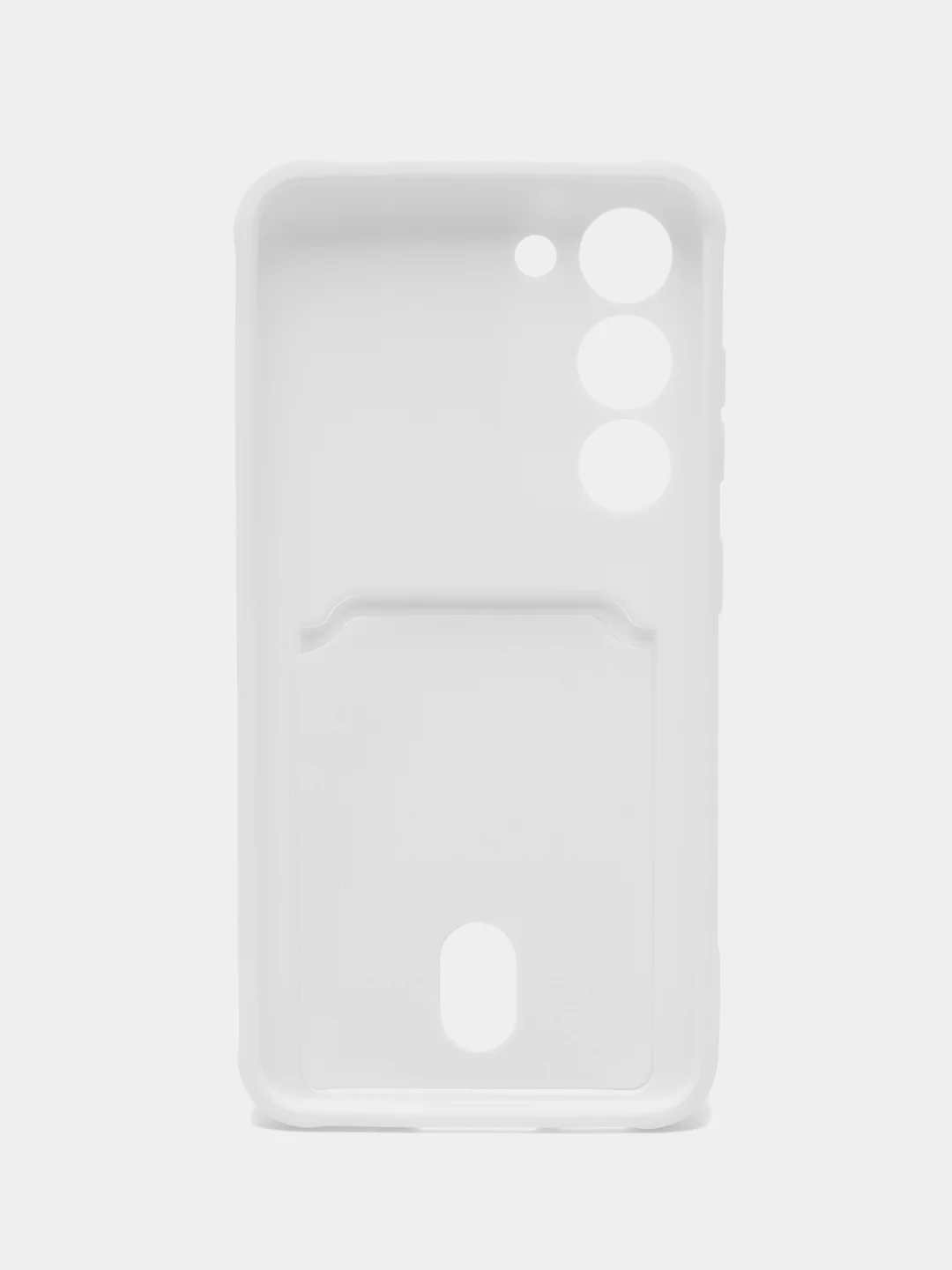 Белый чехол силиконовый на Samsung Galaxy S23 (Самсунг Галакси С23), с карманом
