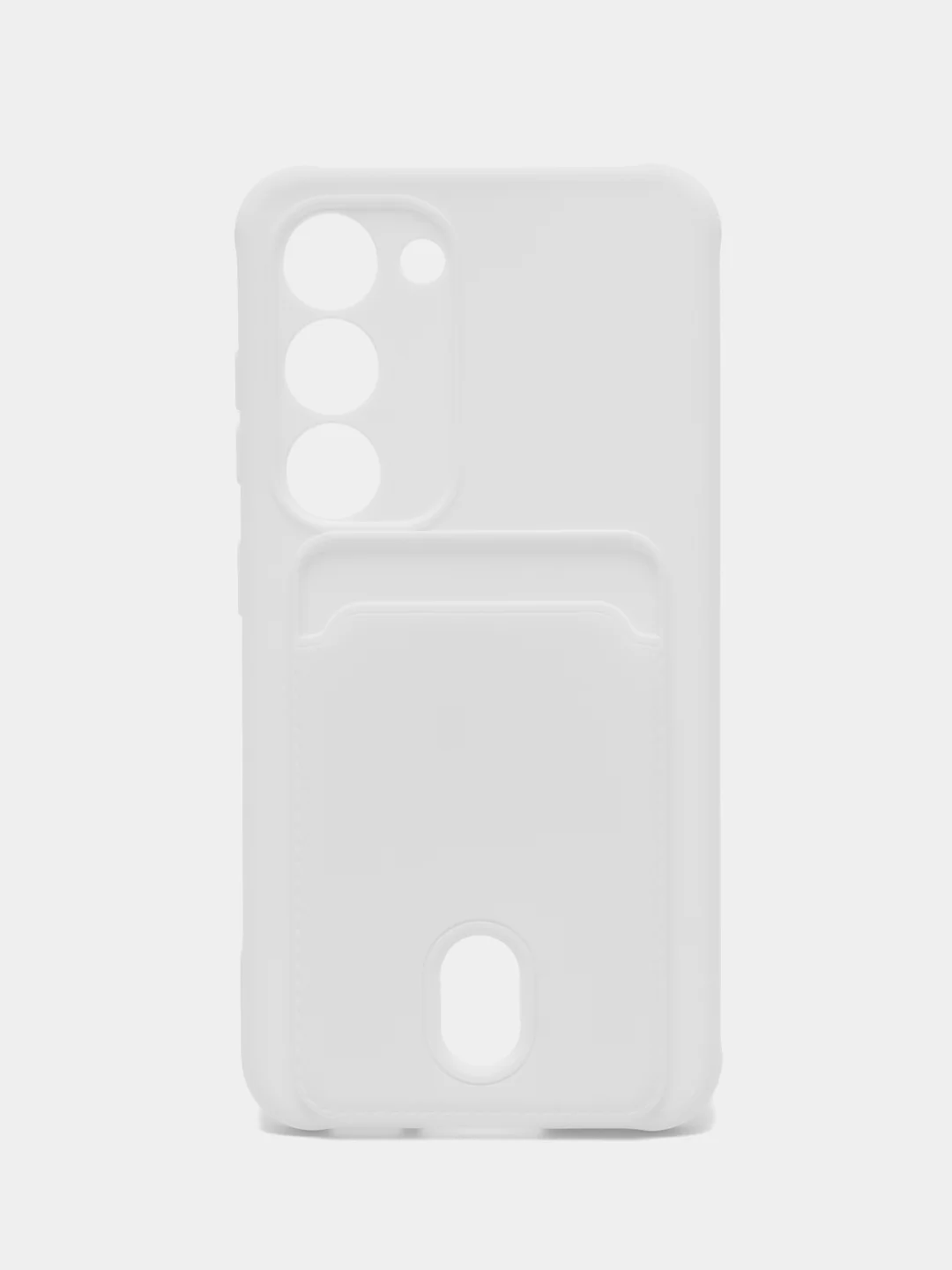 Белый чехол силиконовый на Samsung Galaxy S23 (Самсунг Галакси С23), с карманом