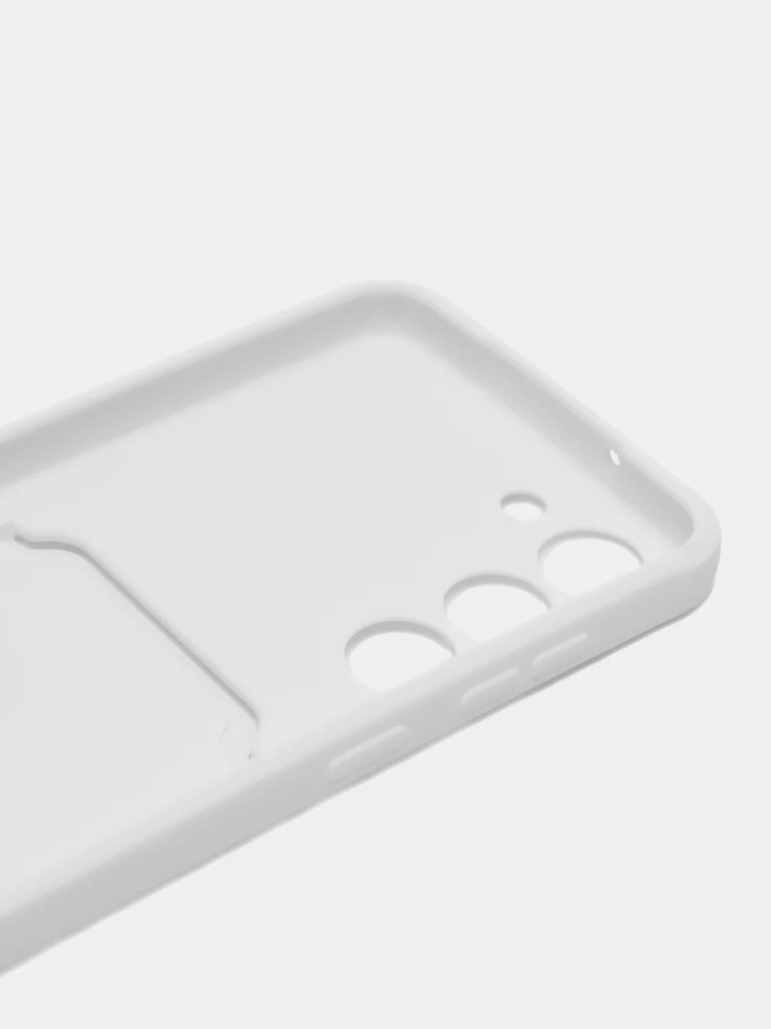 Белый чехол силиконовый на Samsung Galaxy S23 (Самсунг Галакси С23), с карманом