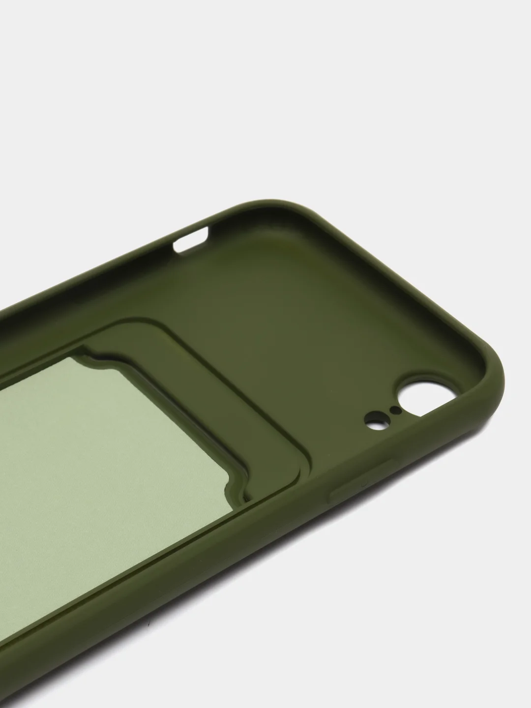 Зелёный хаки силиконовый чехол для iPhone XR (Айфон ХР) с карманом для карт, чехол на айфон