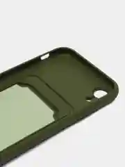Зелёный хаки силиконовый чехол для iPhone XR (Айфон ХР) с карманом для карт, чехол на айфон
