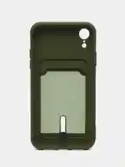 Зелёный хаки силиконовый чехол для iPhone XR (Айфон ХР) с карманом для карт, чехол на айфон