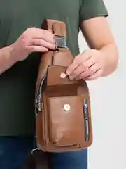 Коричневый сумка мужская, через плечо
