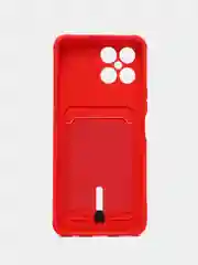 Красный чехол силиконовый для Huawei Honor X8 ( Хонор X8 ) с карманом для карт
