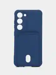Синий чехол силиконовый на Samsung Galaxy S23 (Самсунг Галакси С23), с карманом