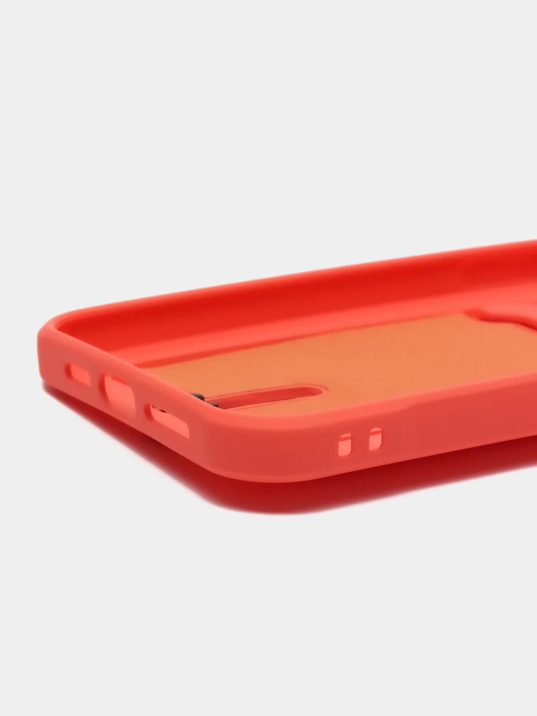 Коралловый силиконовый чехол для iPhone 13 Pro Max (Айфон 13 Про Макс) , чехол на айфон с карманом