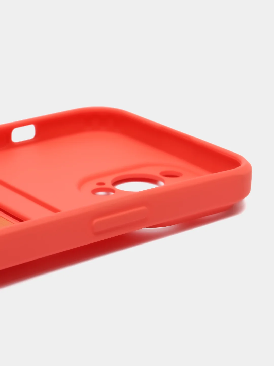 Коралловый силиконовый чехол для iPhone 13 Pro Max (Айфон 13 Про Макс) , чехол на айфон с карманом