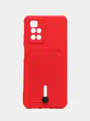 Вишнёвый силиконовый чехол для Xiaomi Redmi 10 ( Сяоми Редми 10 ) с карманом для карт