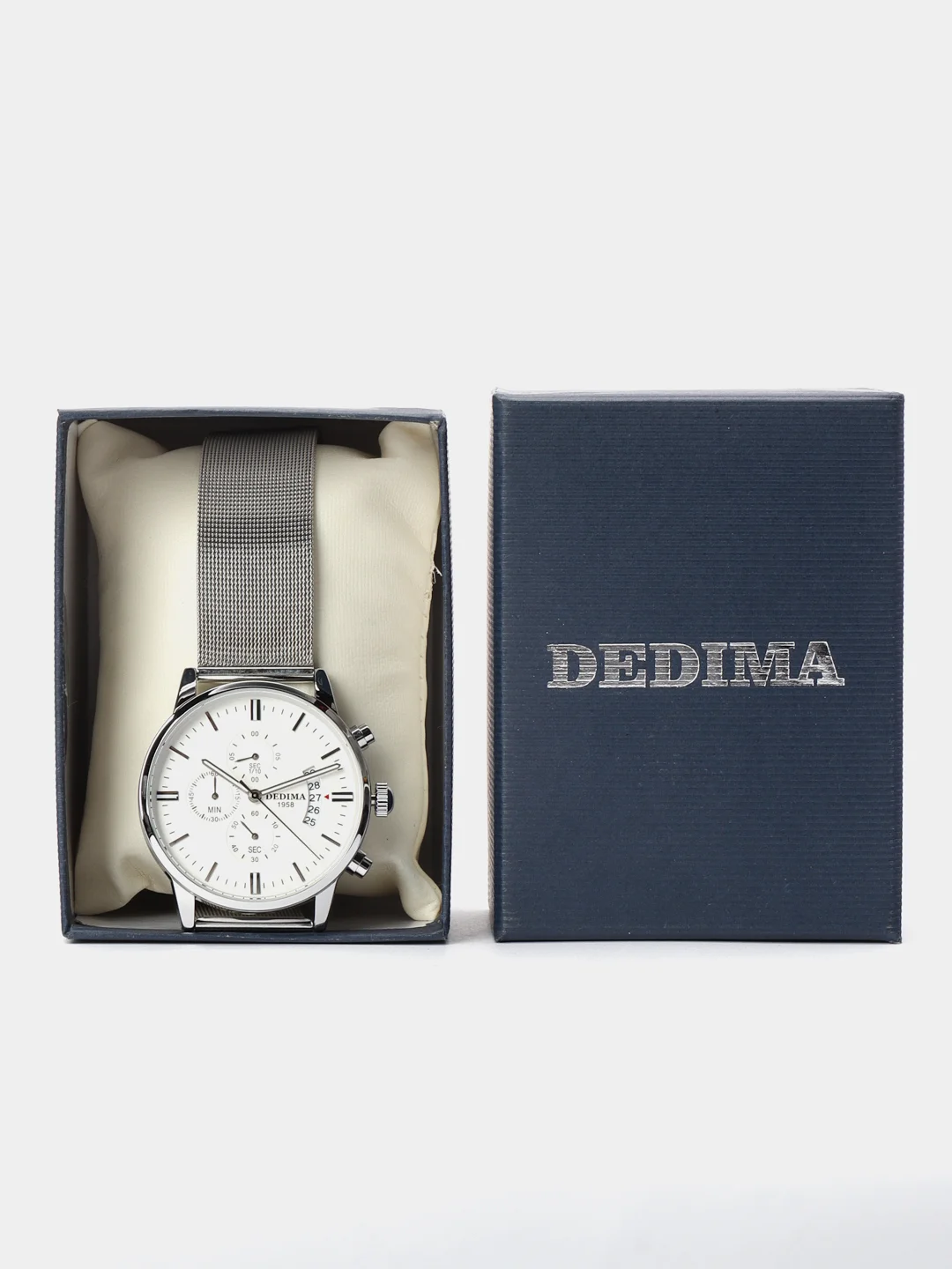 Серебряный мужские наручные часы Dedima D-1018 в подарочной упаковке