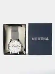 Серебряный мужские наручные часы Dedima D-1018 в подарочной упаковке