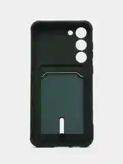 Тёмно-зелёный силиконовый чехол для Samsung Galaxy S23 Plus, S23+ (Самсунг Галакси С23 Плюс), с карманом