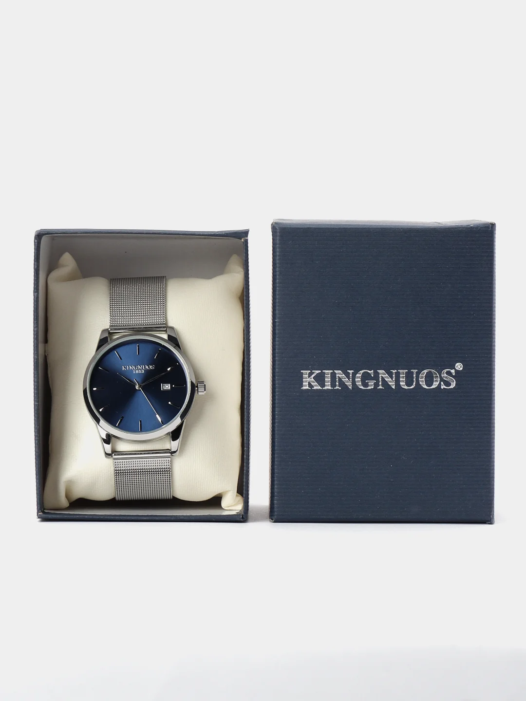 Серебряный мужские наручные часы KINGNUOS K-128, в подарочной упаковке