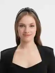 Кожаный ободок для волос с узлом, черный