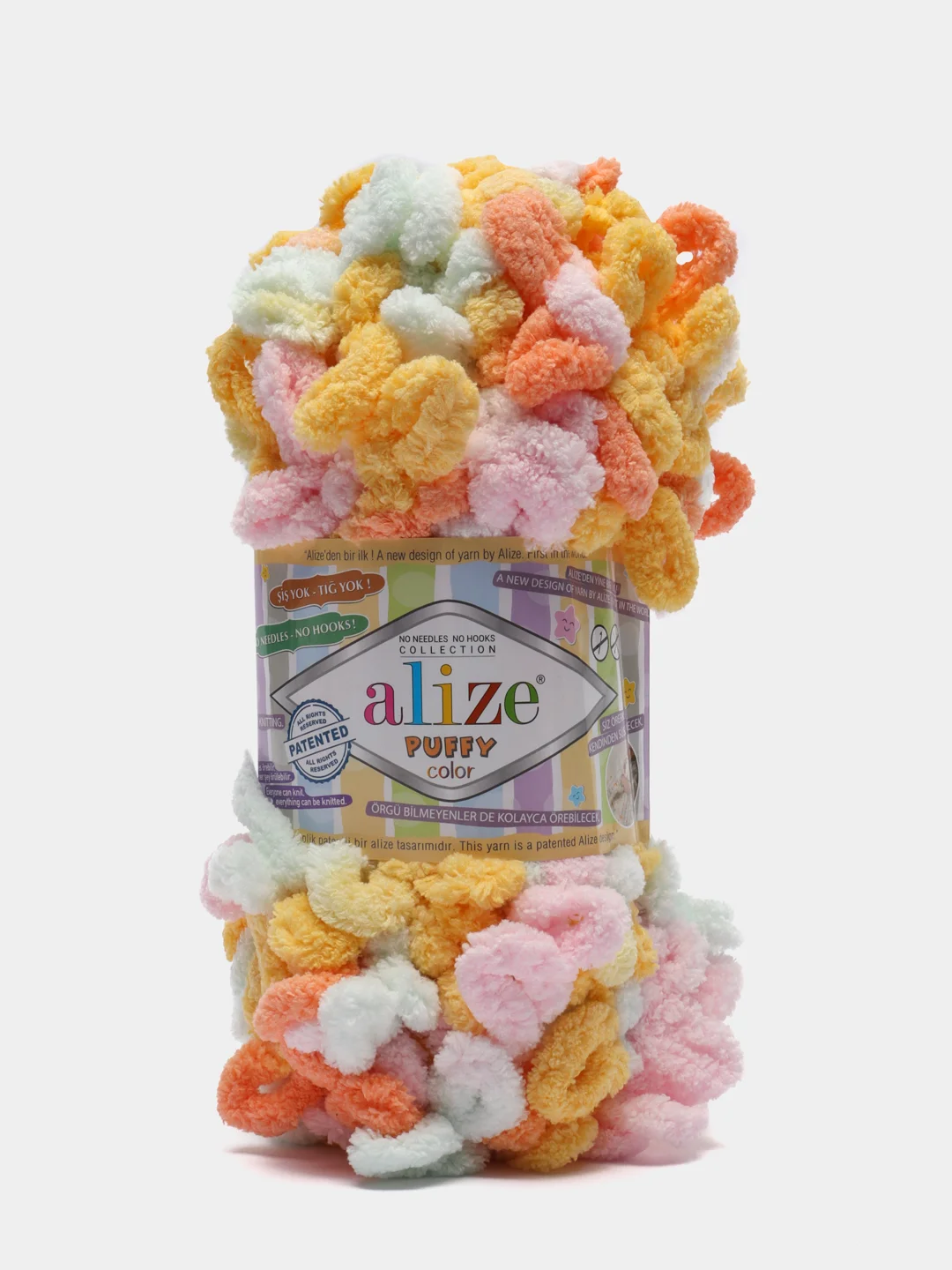 Манго пряжа Alize Puffy Color, петельки большие, 100 г, 9 м