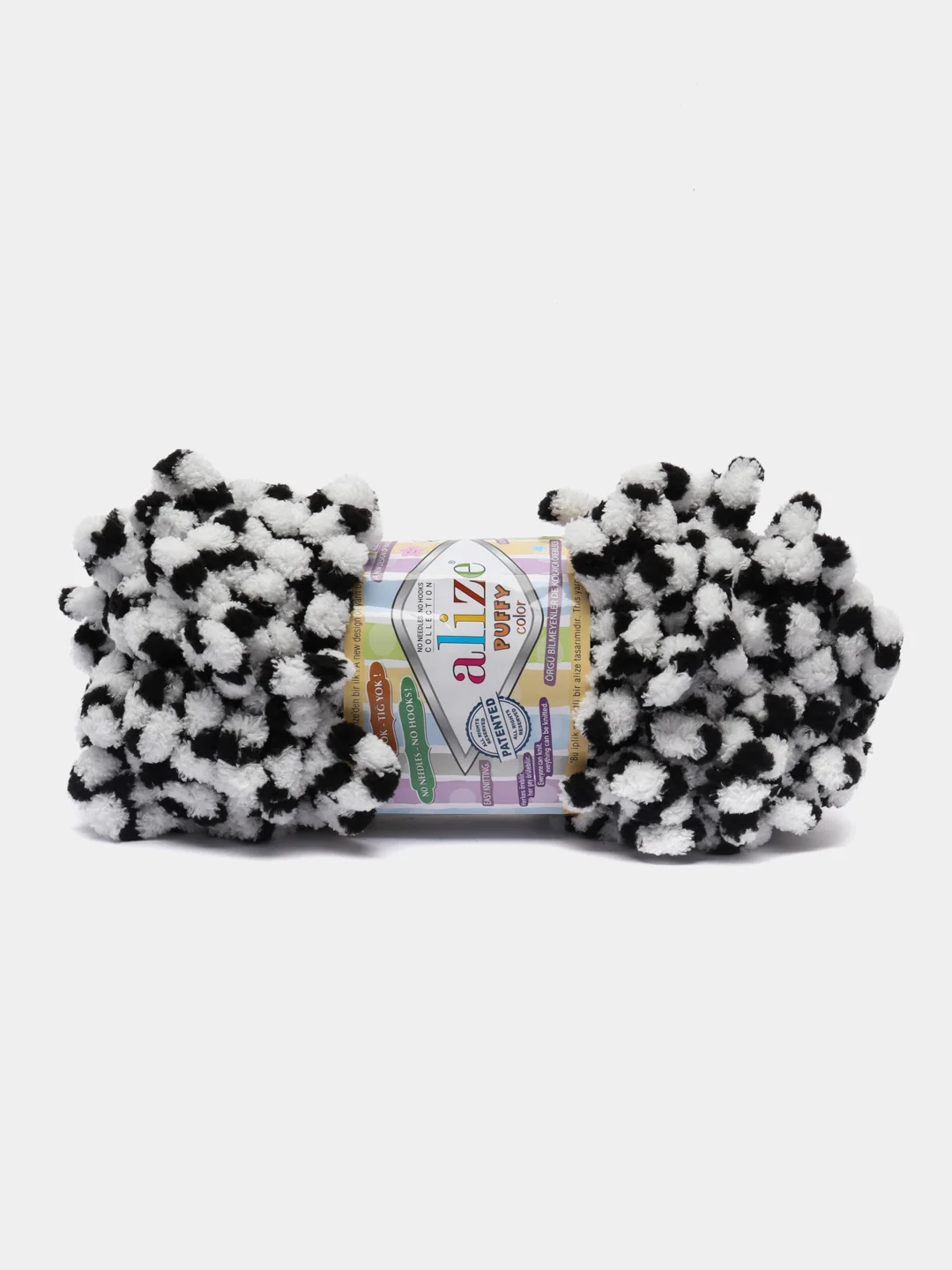 Черный пряжа Alize Puffy Color, петельки большие, 100 г, 9 м