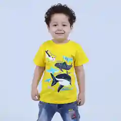 Желтый футболка детская для мальчика, 1-4 года, 100% хлопок
