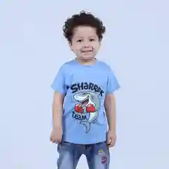 Голубой футболка детская для мальчика, 1-4 года, 100% хлопок