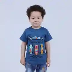 Синий футболка детская для мальчика, 1-4 года, 100% хлопок