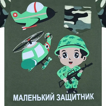 Зеленый комплект детский для мальчика: футболка и шорты, 2-9 лет, камуфляж